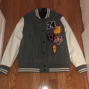 Varsity Jacket Gray Black Size Large